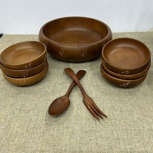 Vintage Baribocraft Canada Salad set with 6 bowls and fork/spoon